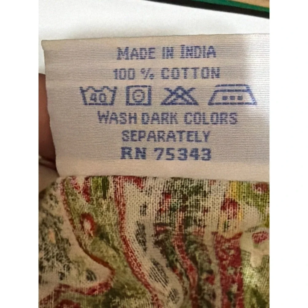 April Cornell Green Paisley Floral Cotton Cloth Napkins Set of 3 Made in India